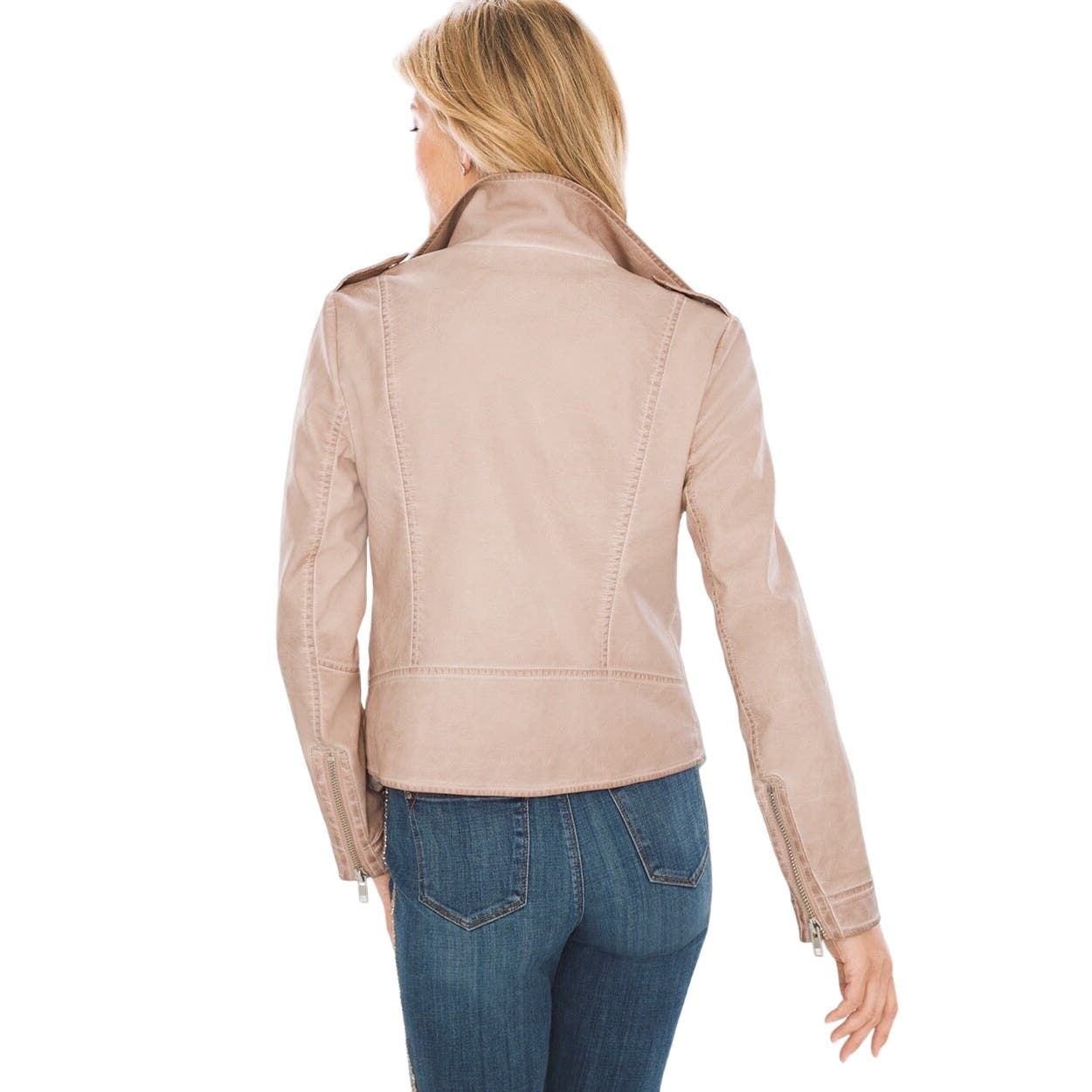 Chicos Faux-Leather Moto Jacket Size 8