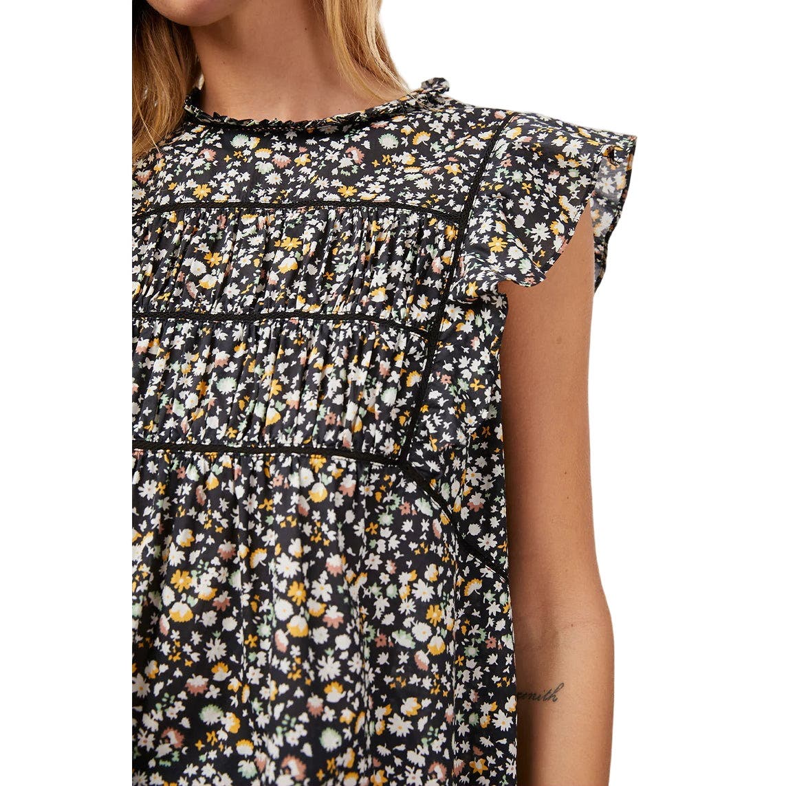 Rails Filomena Top Black Mini Floral Size M