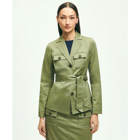Brooks Brothers Stretch Cotton Twill Belted Safari Jacket NWT Size 4