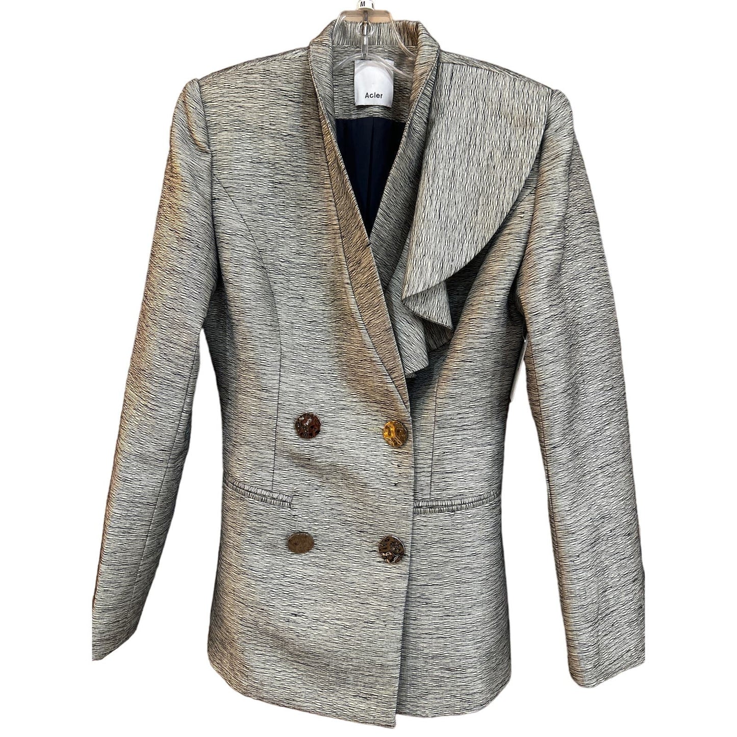 ACLER Davidson Ruffled Double-Breasted Blazer Size M