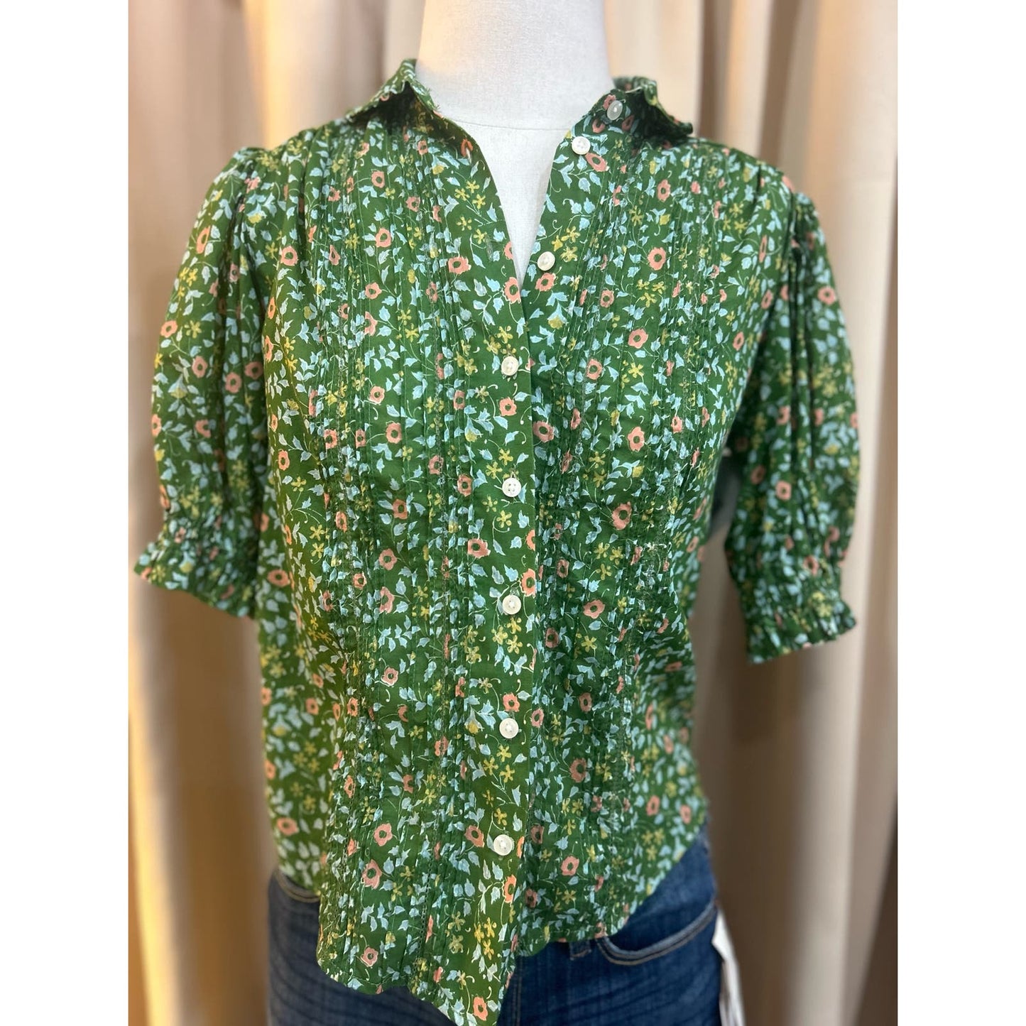 Trovata Gemma Blouse - Green Motif Size XS