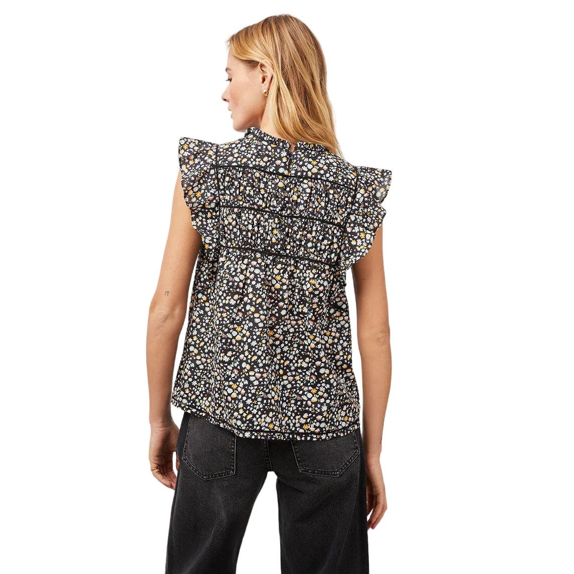 Rails Filomena Top Black Mini Floral Size M