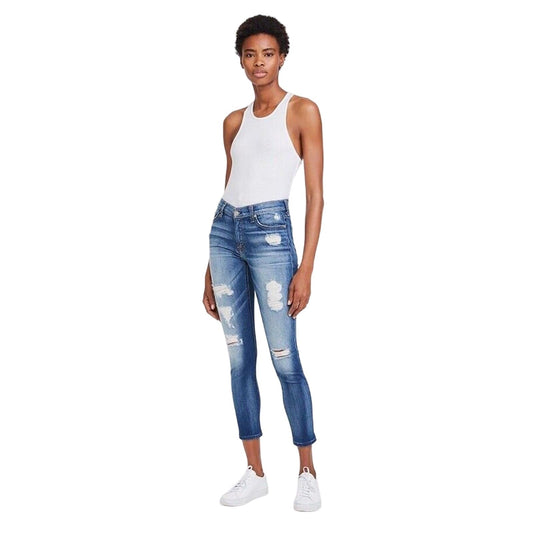 SEVEN FOR ALL MANKIND ANKLE SKINNY IN DISTRESSED AUTHENTIC LIGHT Size 25 NWT