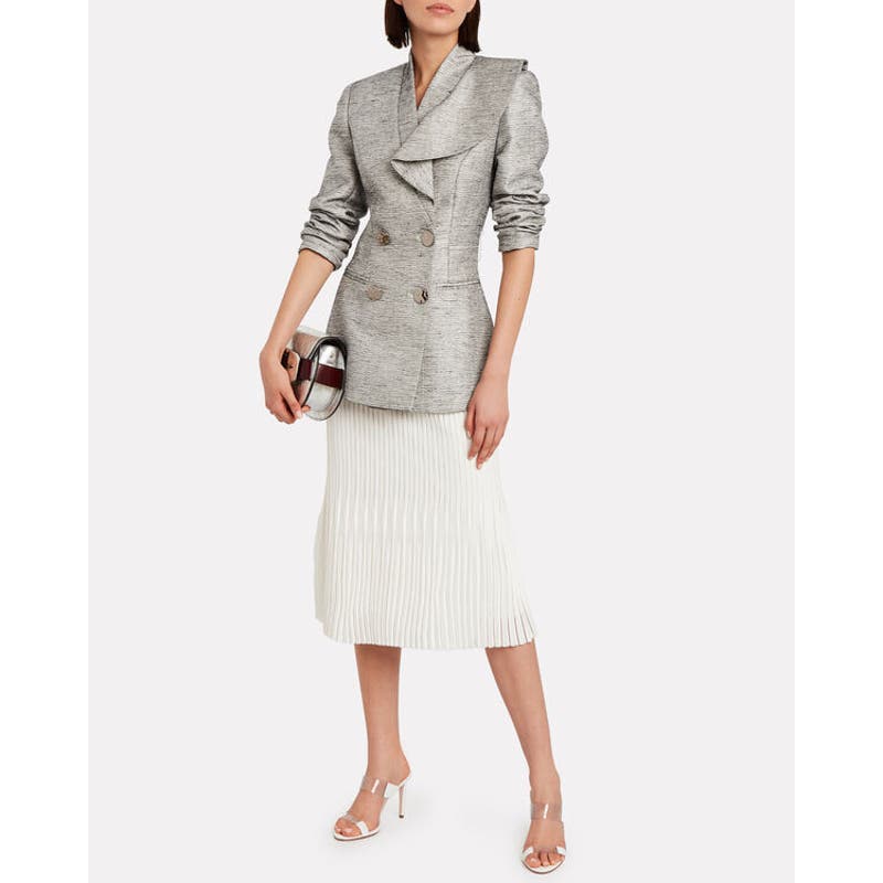 ACLER Davidson Ruffled Double-Breasted Blazer Size M