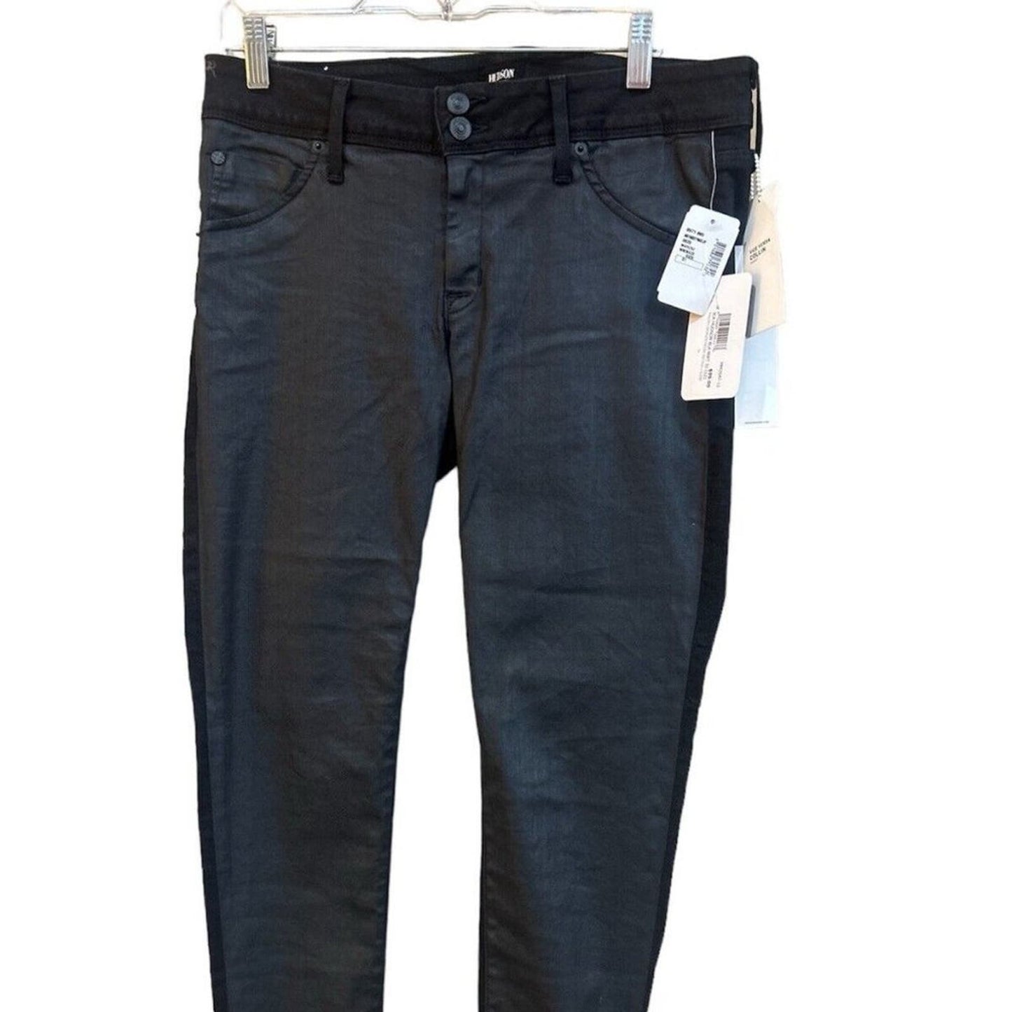 HUDSON Collin Vice Versa Skinny Jeans Two Tone Color Block Denim Black Size 31