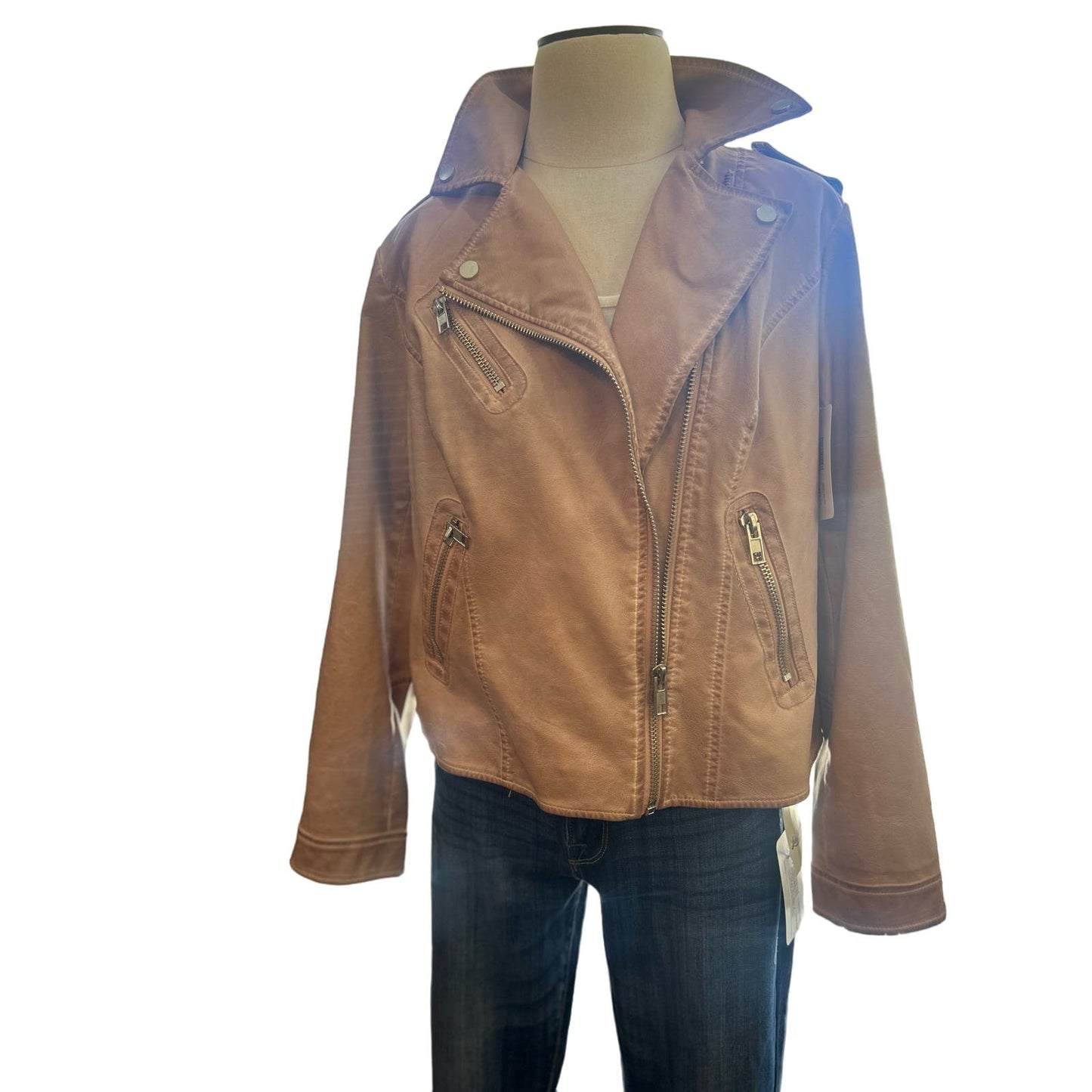 Chicos Faux-Leather Moto Jacket Size 8