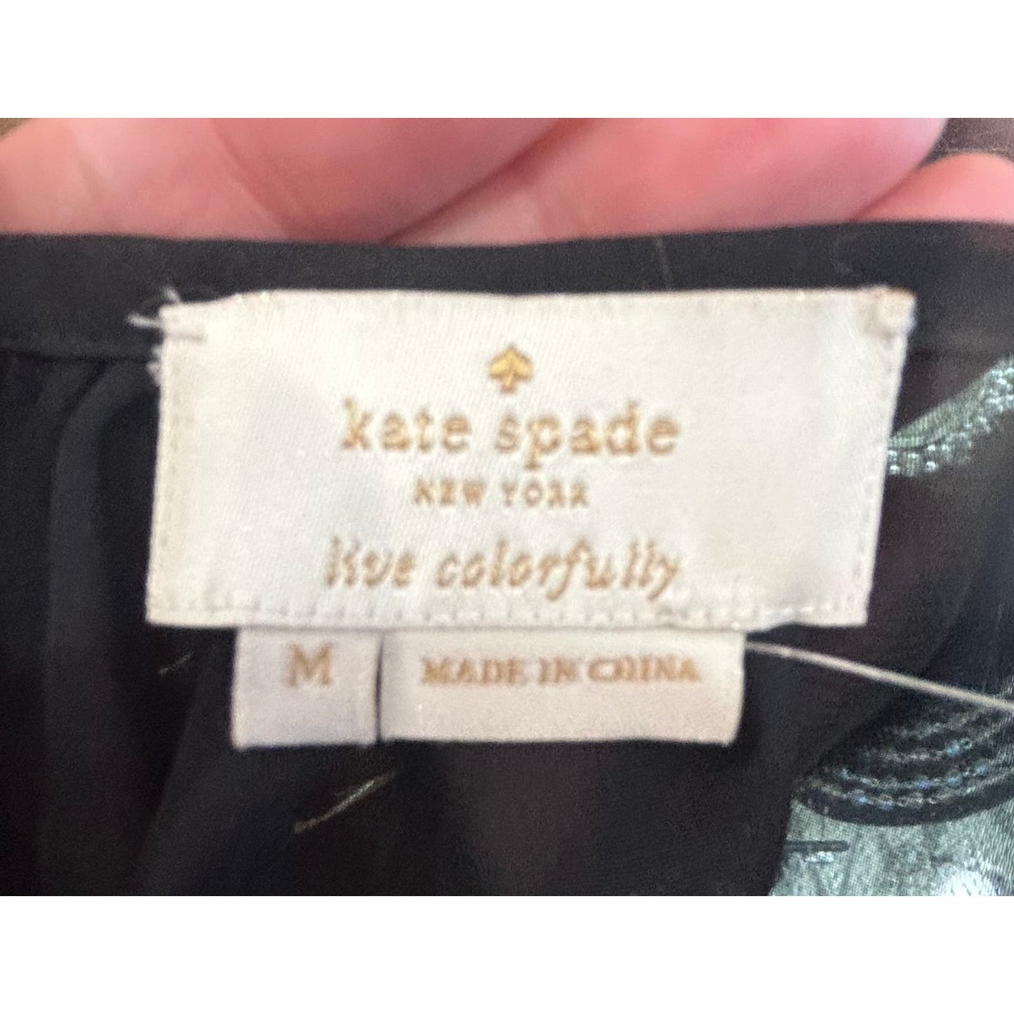 KATE SPADE Glitzy Ritzy Dusk Buds Ruffle Blouse In Black Size M