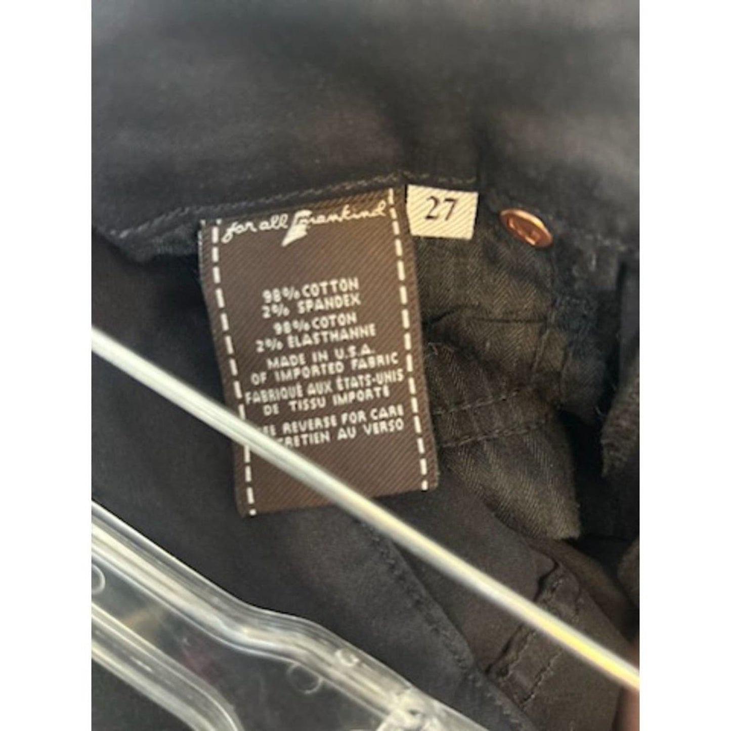 7 For All Man Kind Coated Black Skinny Jeans Size 27