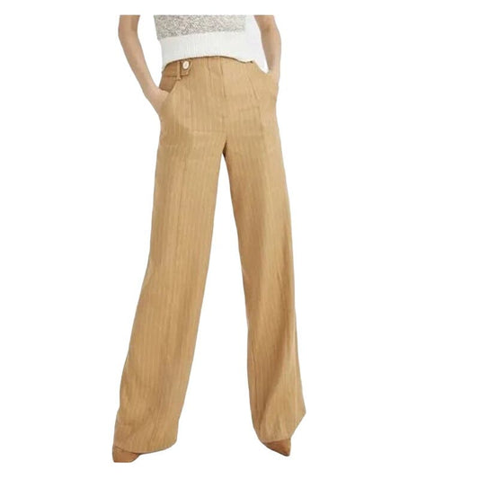 Veronica Beard Sunny Pants Camel Pinstripe Wide leg Size 4 NWT