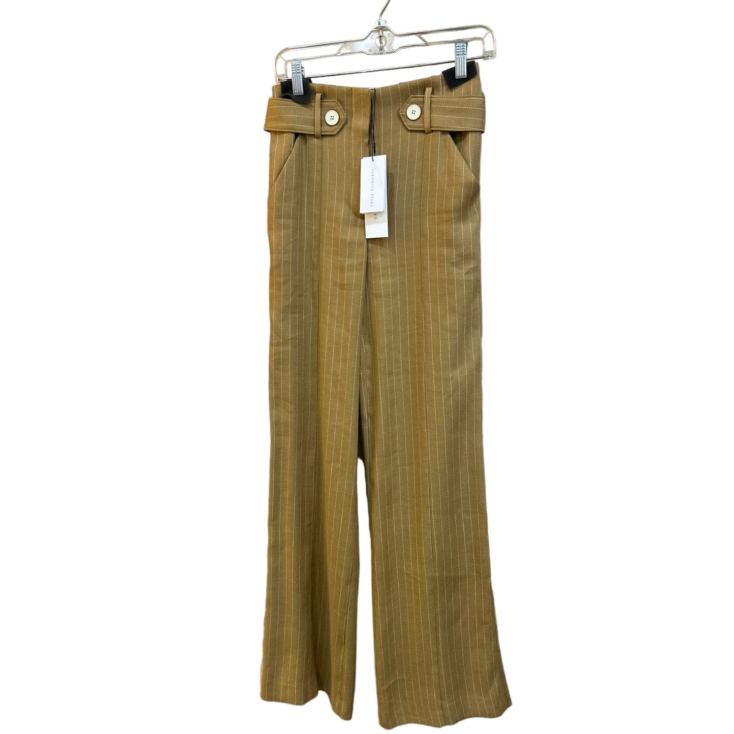 Veronica Beard Sunny Pants Camel Pinstripe Wide leg Size 4 NWT