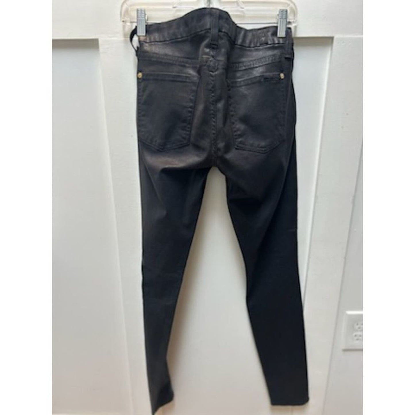 7 For All Man Kind Coated Black Skinny Jeans Size 27