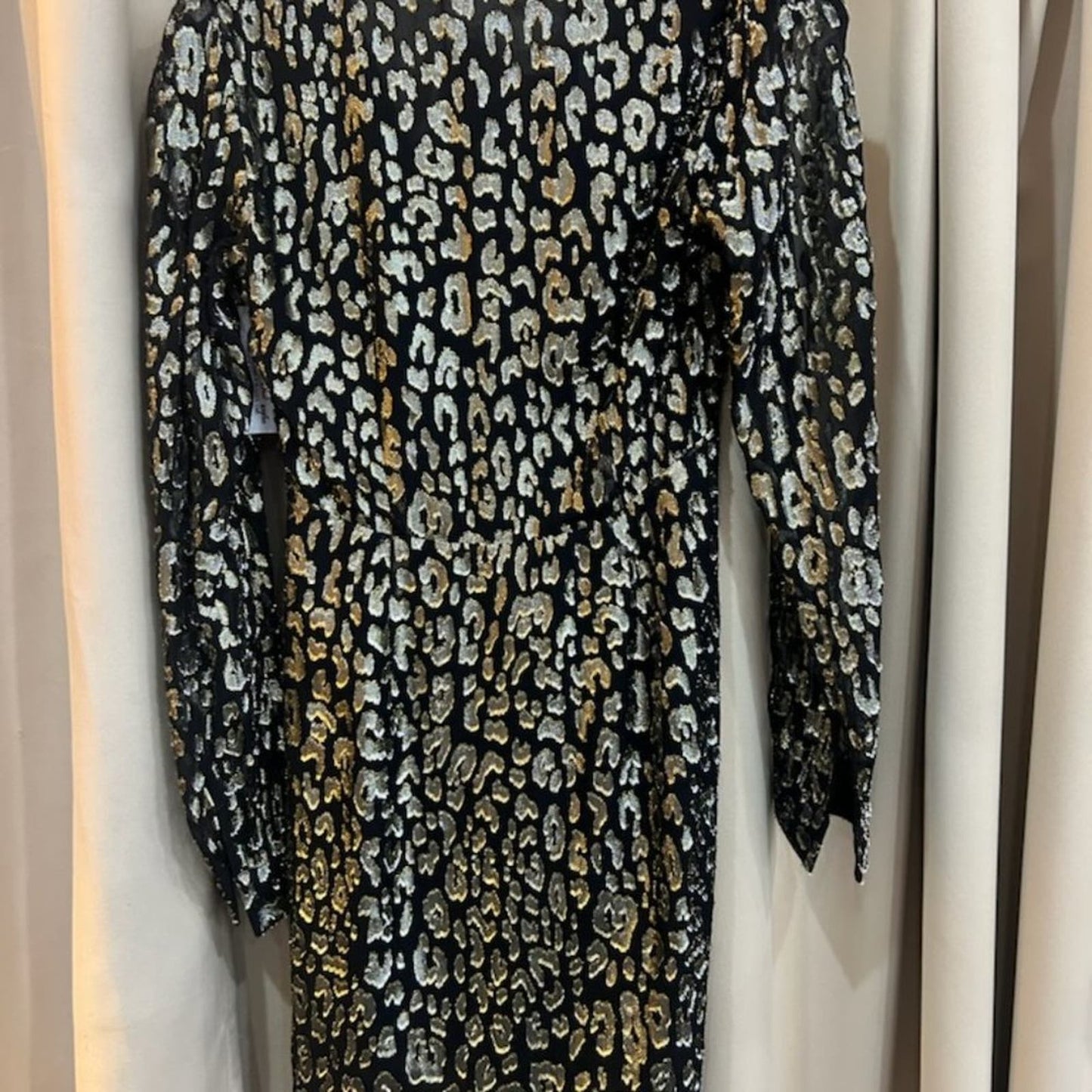 MICHAEL Michael Kors Metallic Cheetah Jacquard Dress Size S